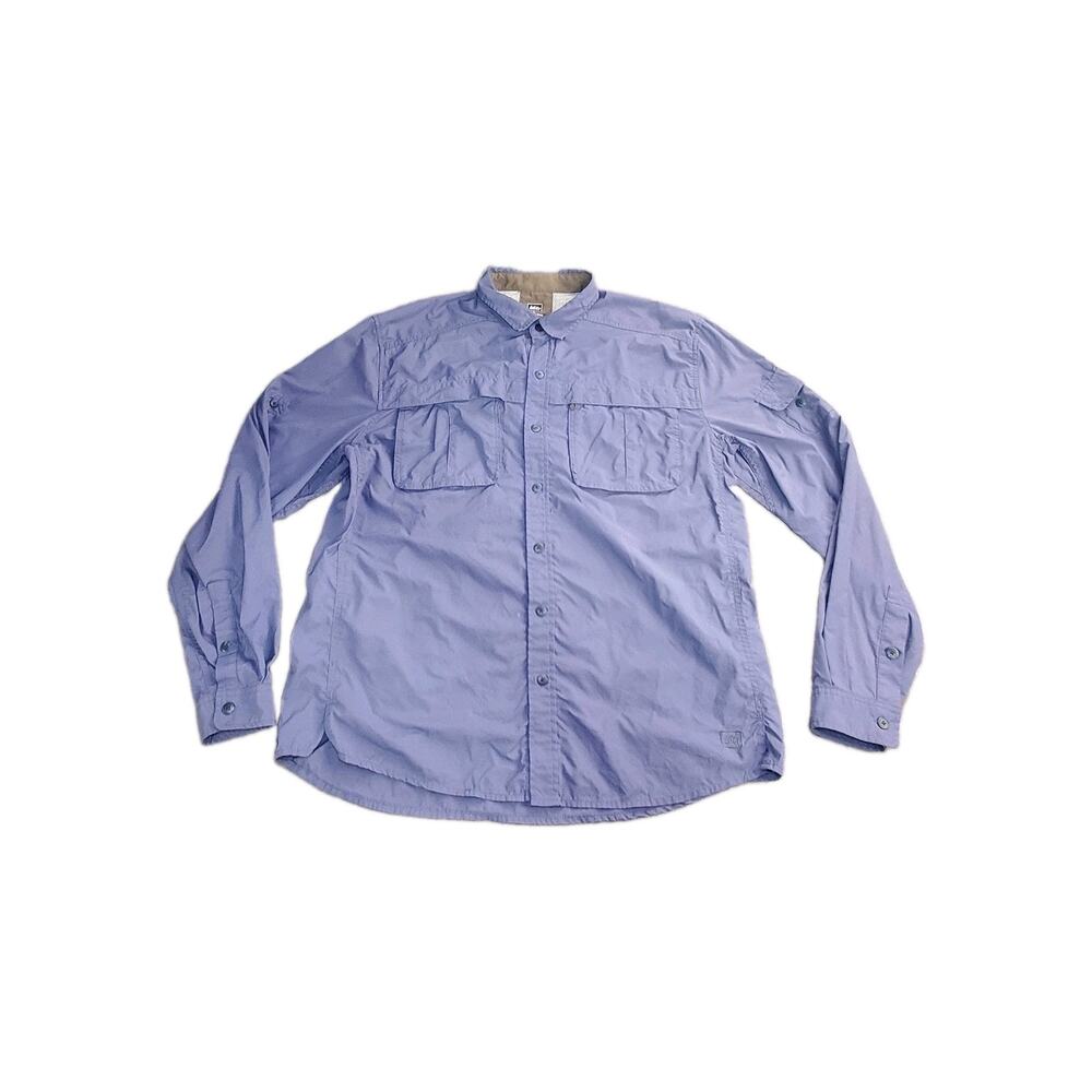 REI CO-OP Size L Blue Long Sleeve Athletic Hiking Shirt Button Up Mountain C13